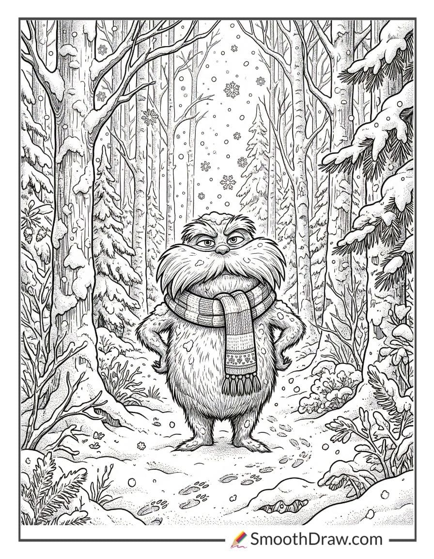 Lorax In Winter Snowy Forest