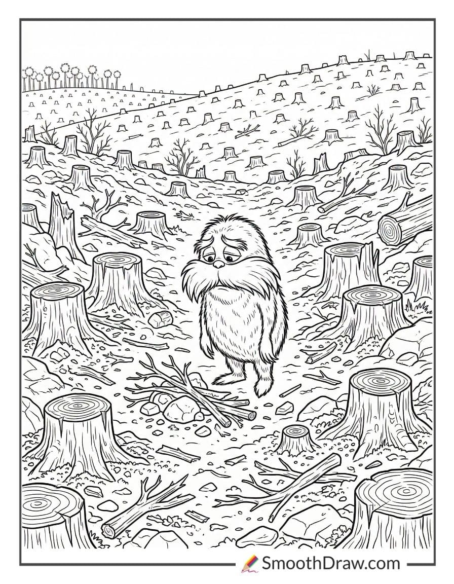 Lorax Sad In Chopped Forest