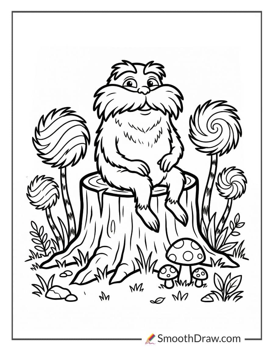 Lorax Sitting On A Tree Stump