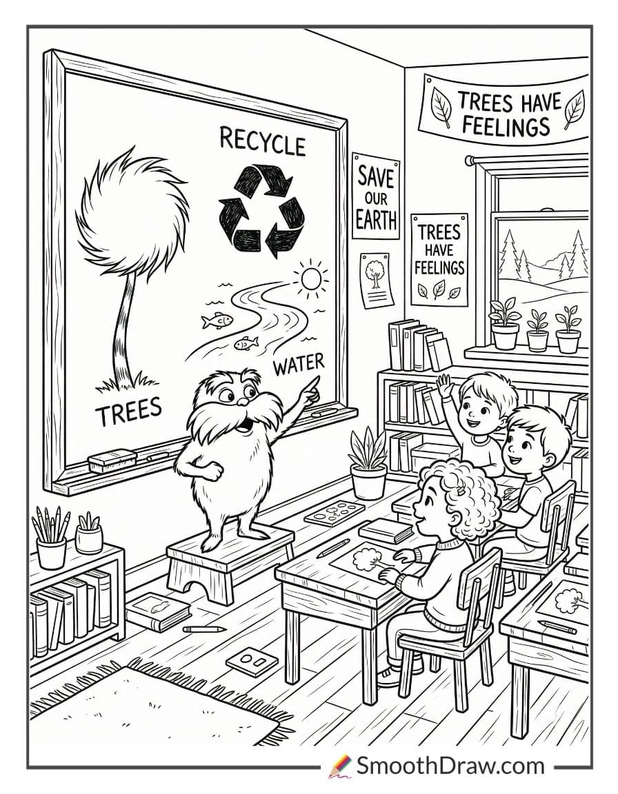 Lorax Teaching In Classroom Scene