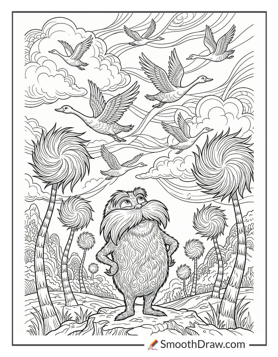 Lorax With Swomee Swans Flying