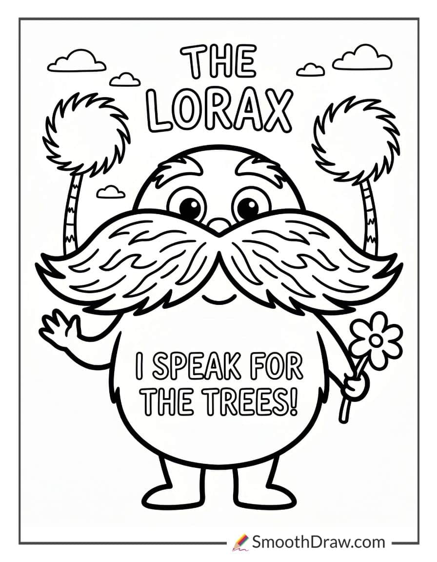 Lorax With Big Mustache Coloring Page