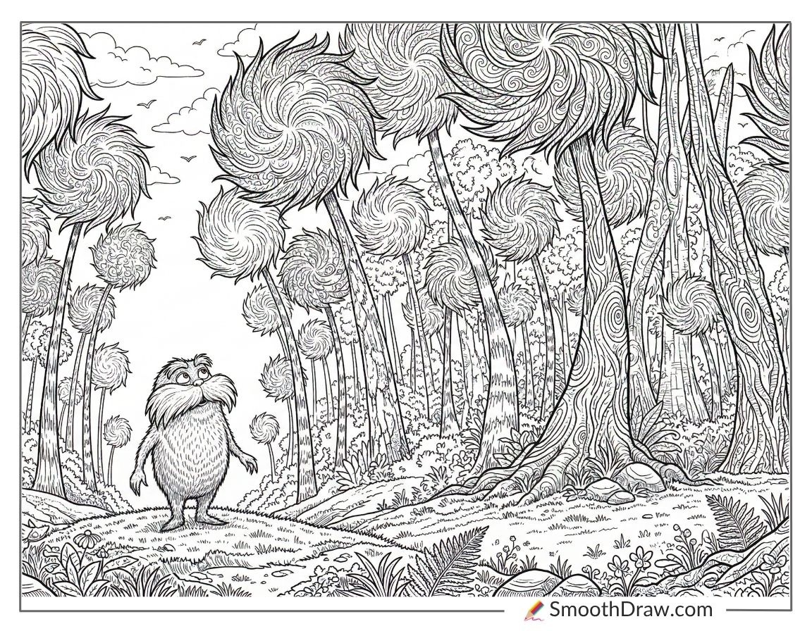 Lorax With Giant Truffula Forest