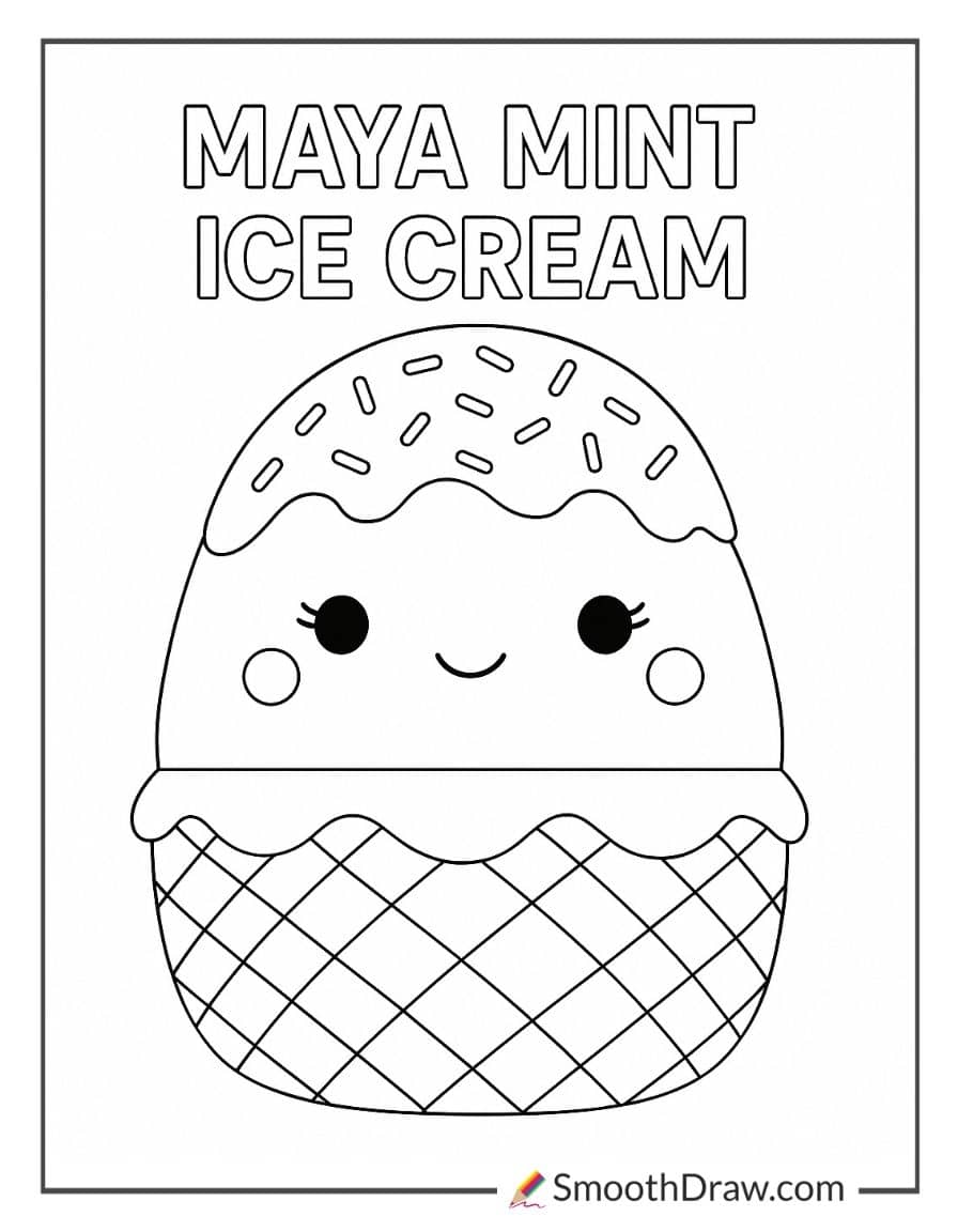 Maya Mint ice cream squishmallow coloring page