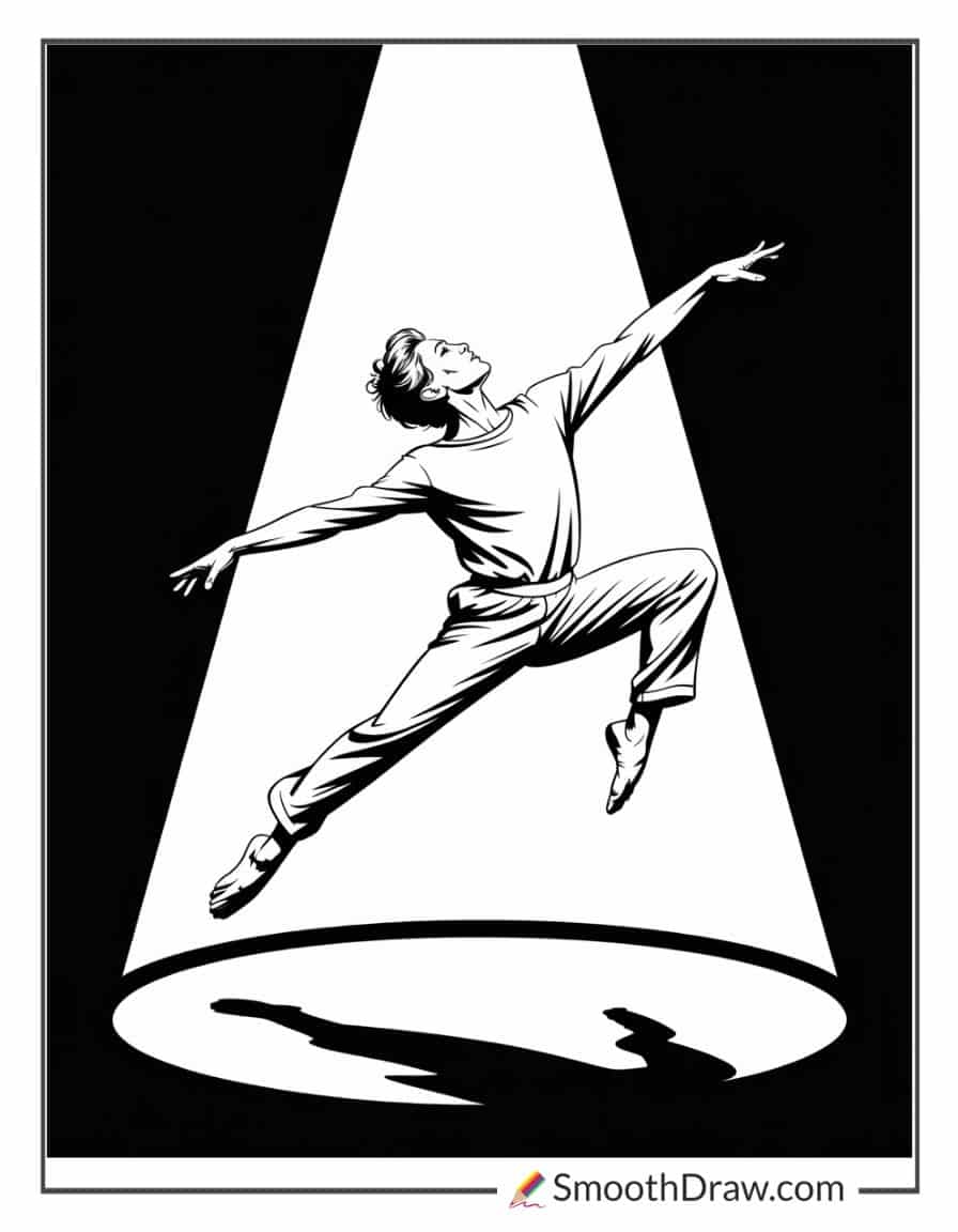 Modern Dancer Leaping In Spotlight