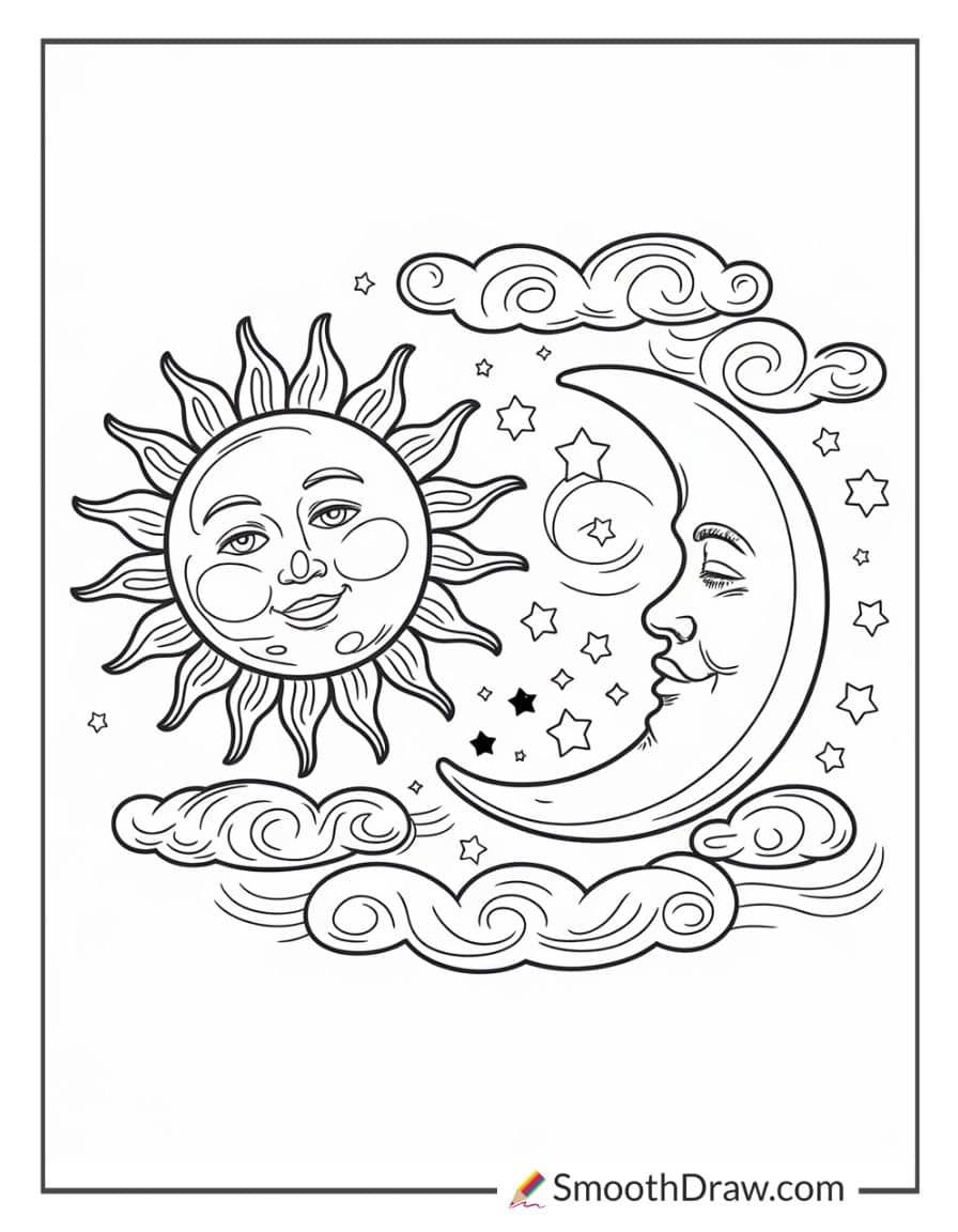 Moon and Sun Together in the Sky