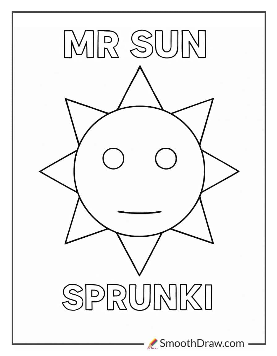 Mr Sun Sprunki coloring page