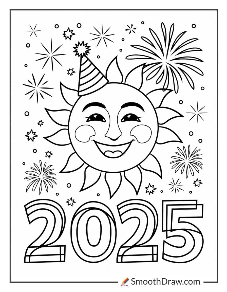 New Yearβs Eve Sun with Fireworks
