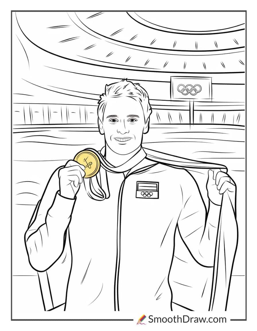 Olympic swimmer holding a gold medal
