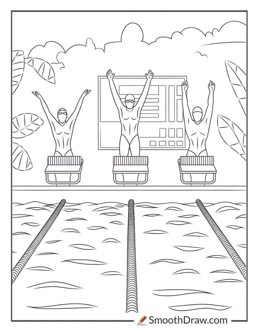 Olympic swimming race finish