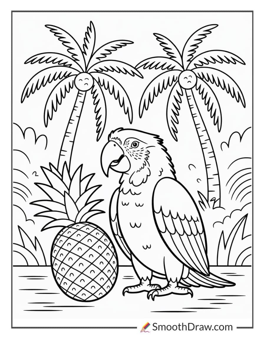 Parrot and pineapple together