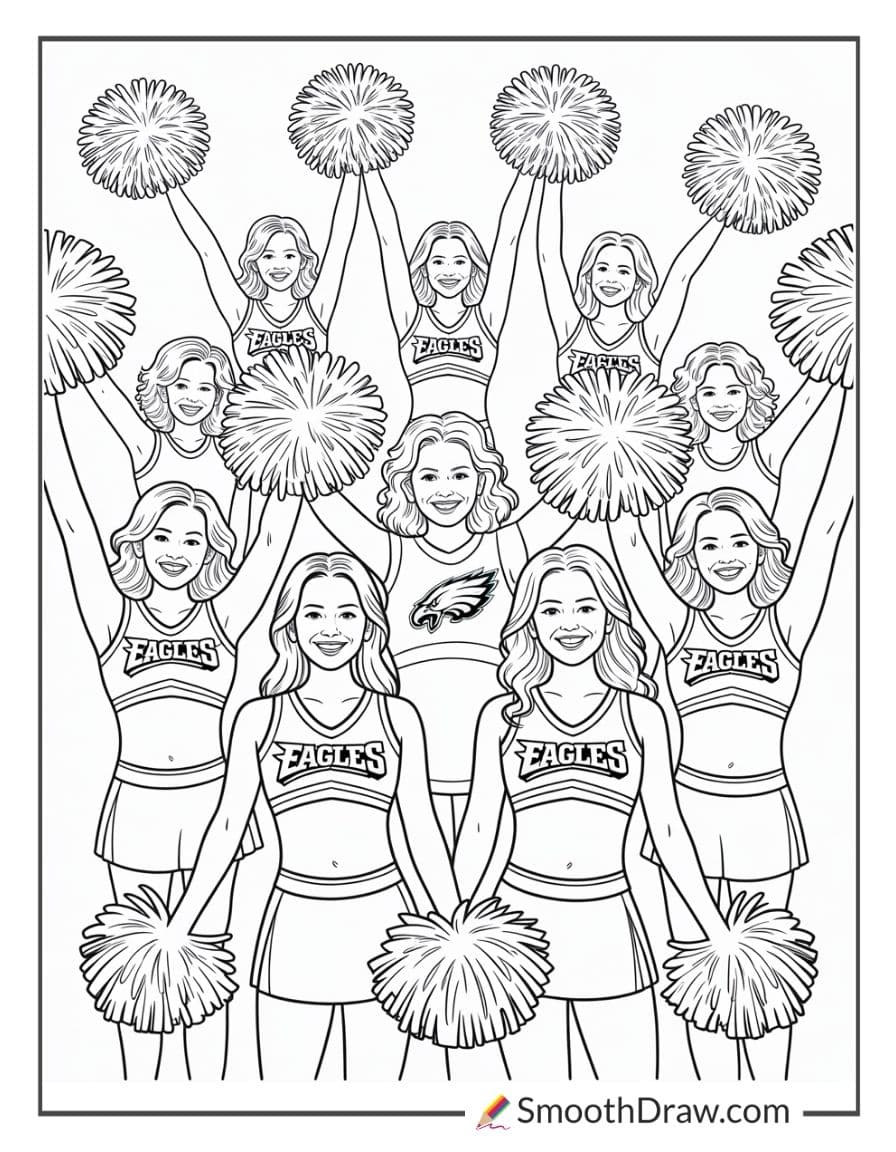 Philadelphia Eagles cheer squad coloring sheet