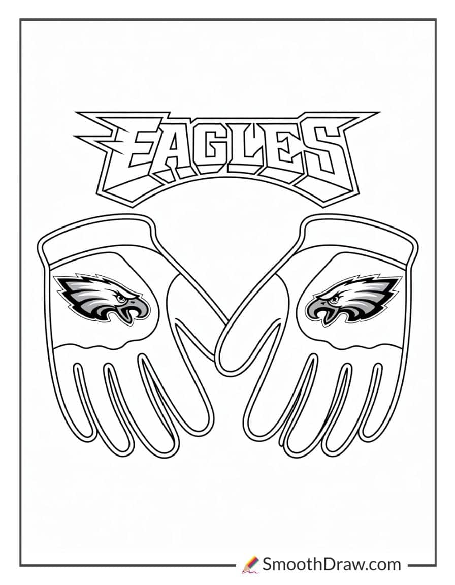 Philadelphia Eagles gloves close up