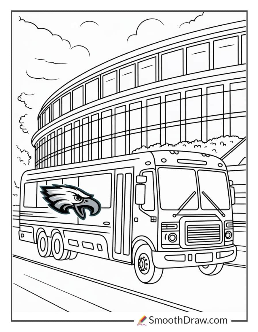 Philadelphia Eagles team bus for coloring