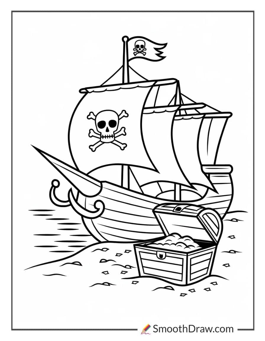 Pirate ship near the beach