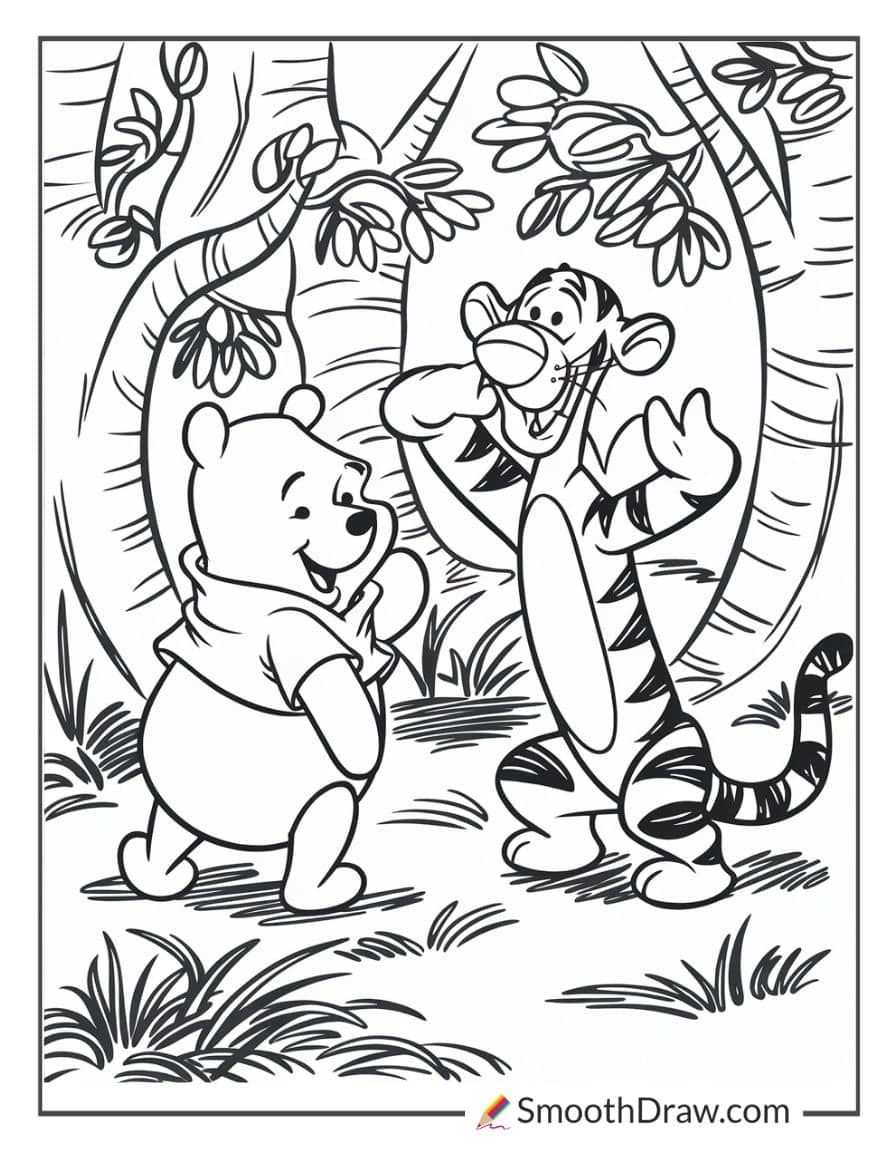 Pooh and Tigger playing