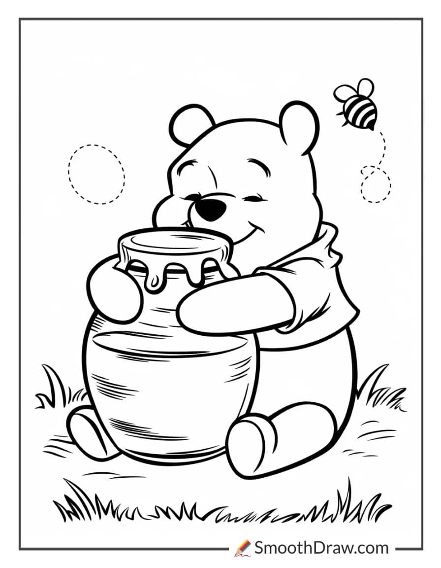 Pooh with a jar of honey