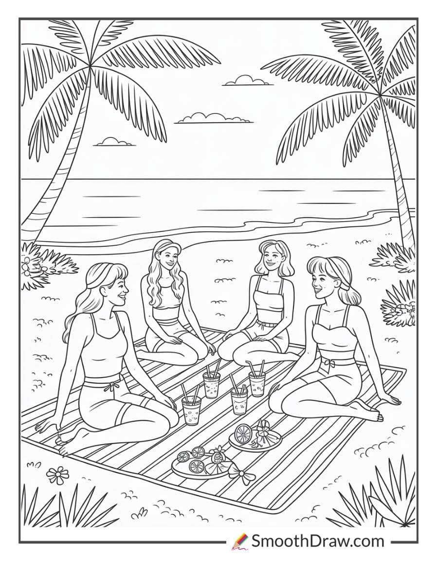 Preppy beach picnic with friends