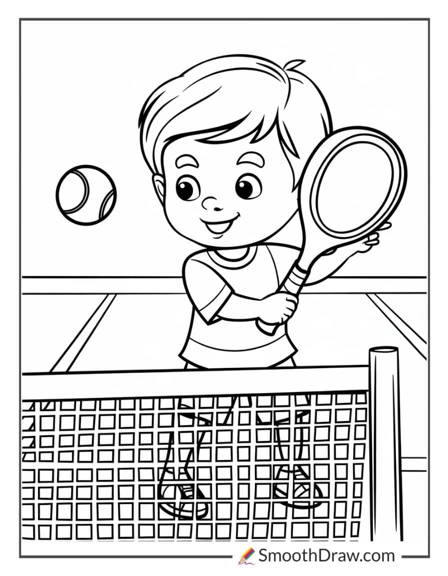 Preschooler hitting a soft tennis ball
