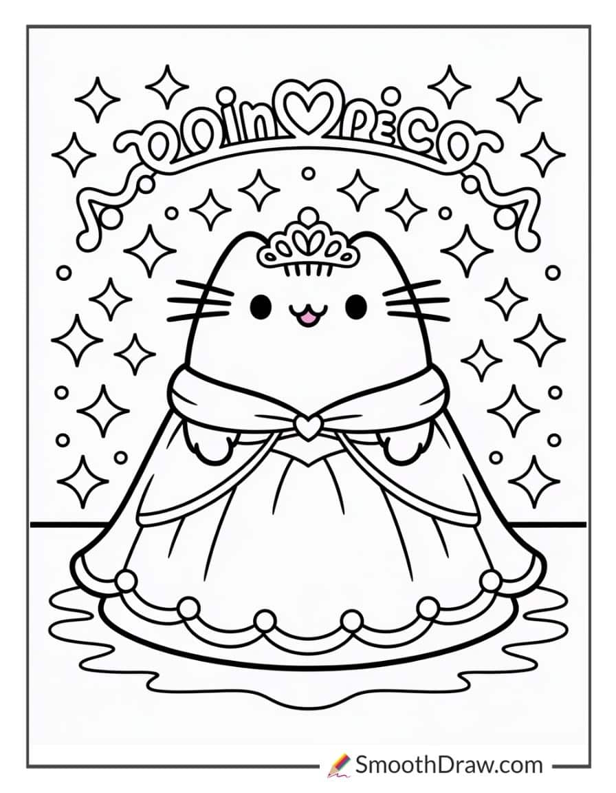 Pusheen dressed as a princess