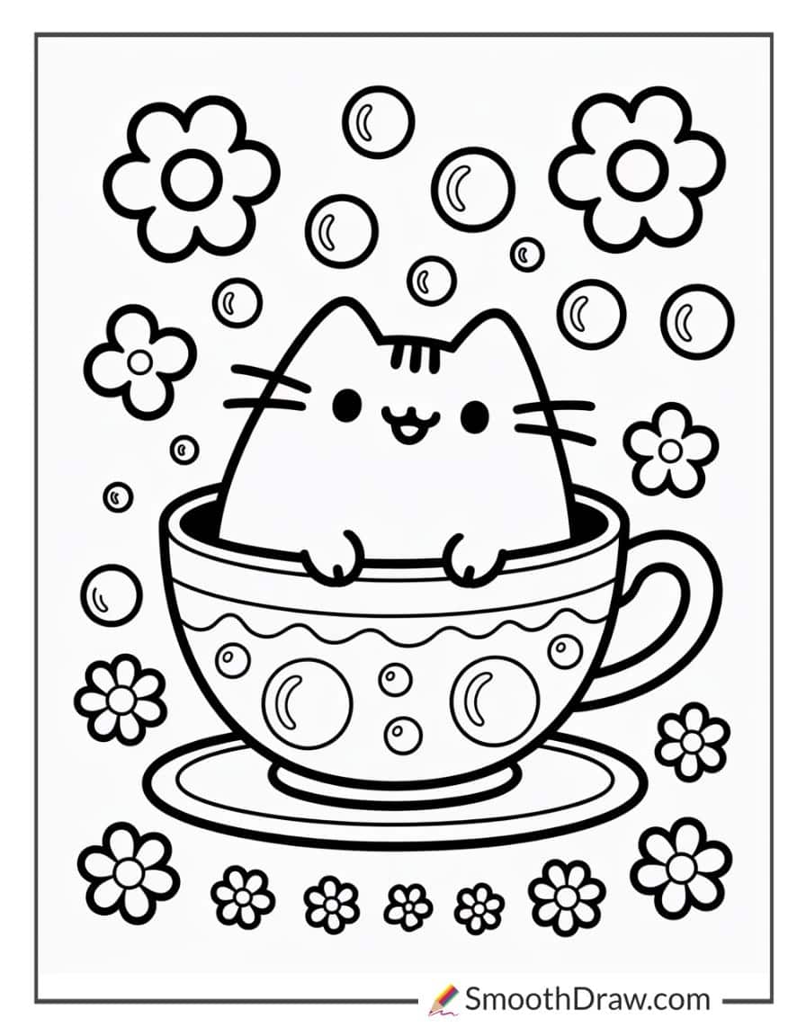 Pusheen in a teacup