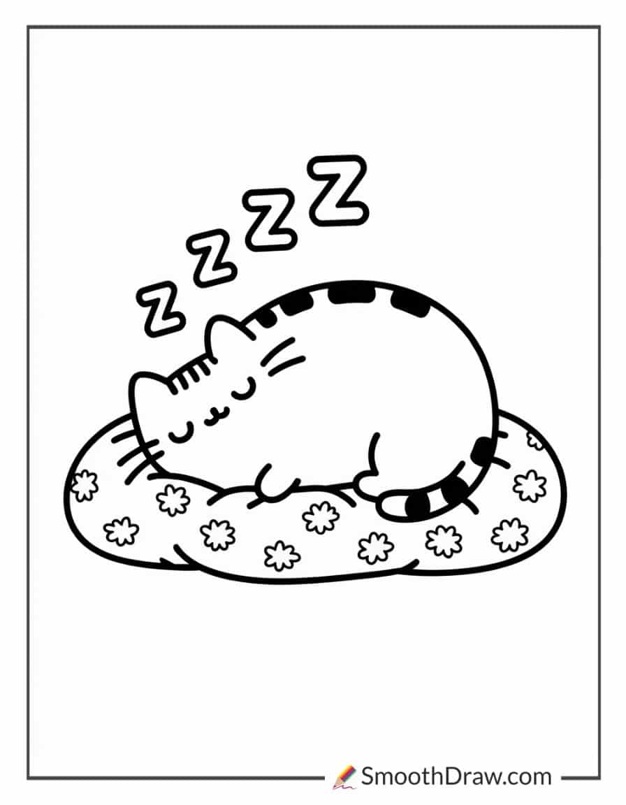 Pusheen taking a nap for coloring