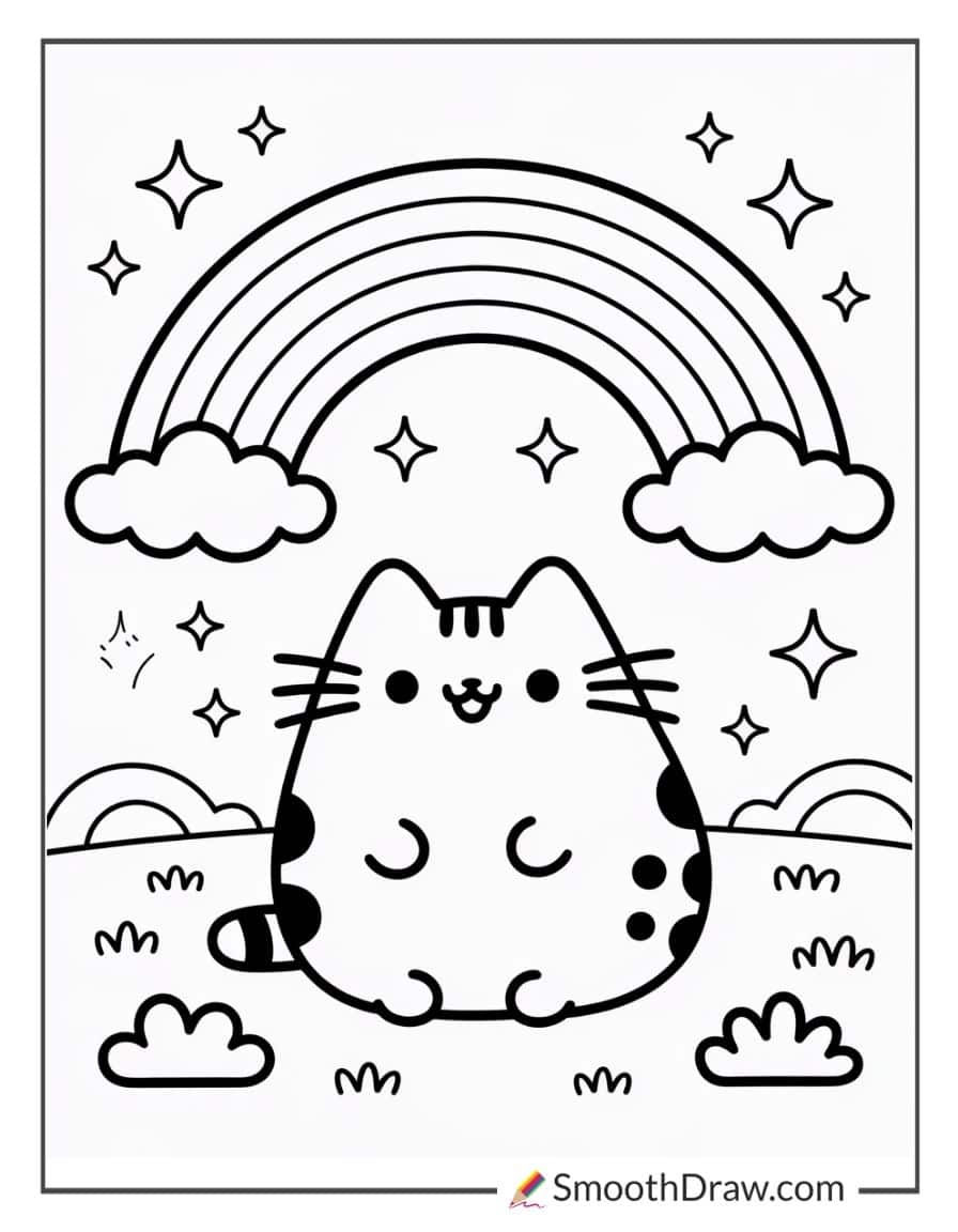 Pusheen with a rainbow