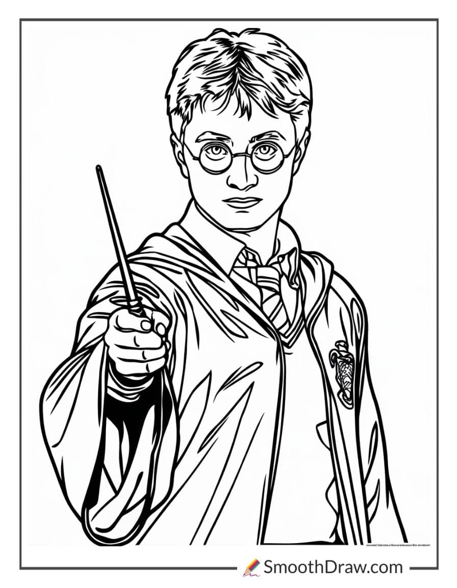 Realistic Harry Potter coloring sheet