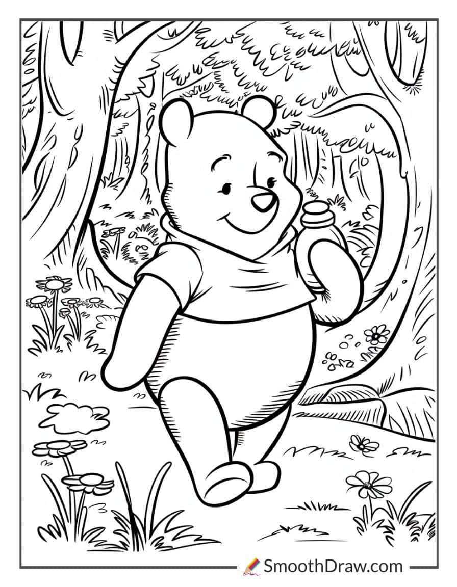 Realistic Winnie the Pooh coloring sheet
