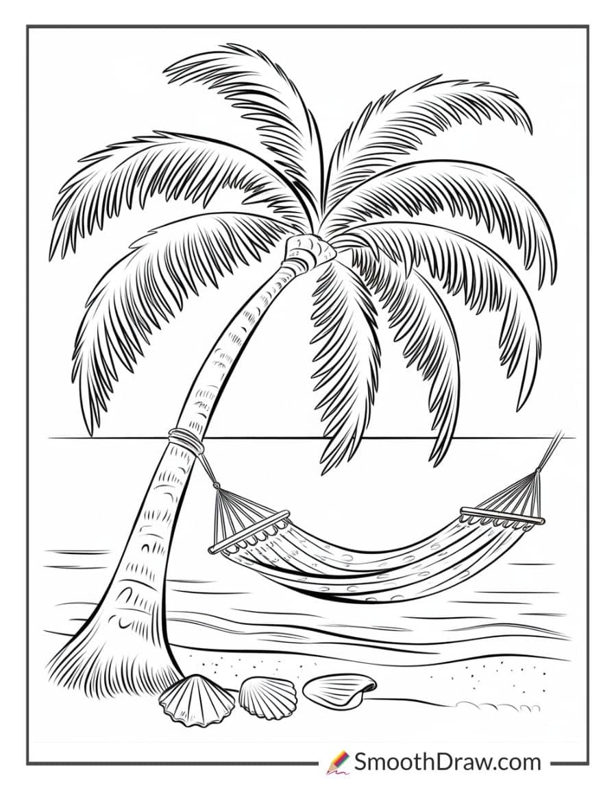 Realistic palm tree on beach