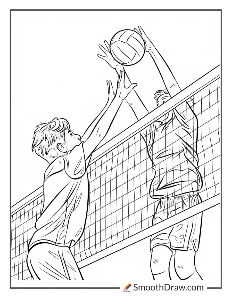 Realistic volleyball player spiking ball