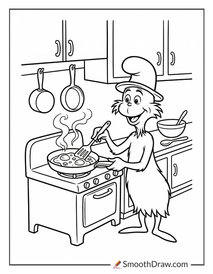 Sam I Am Cooking In The Kitchen Coloring Page