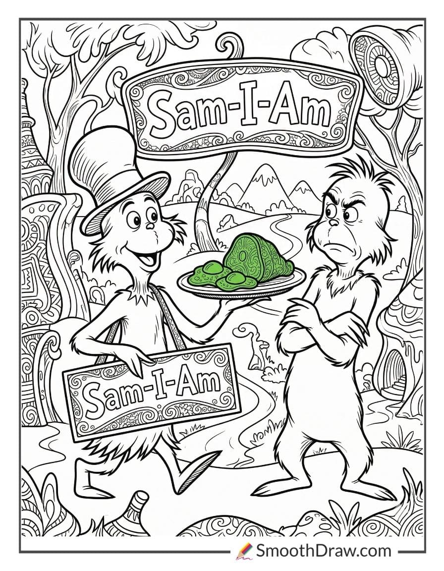 Sam I Am Offering Green Eggs