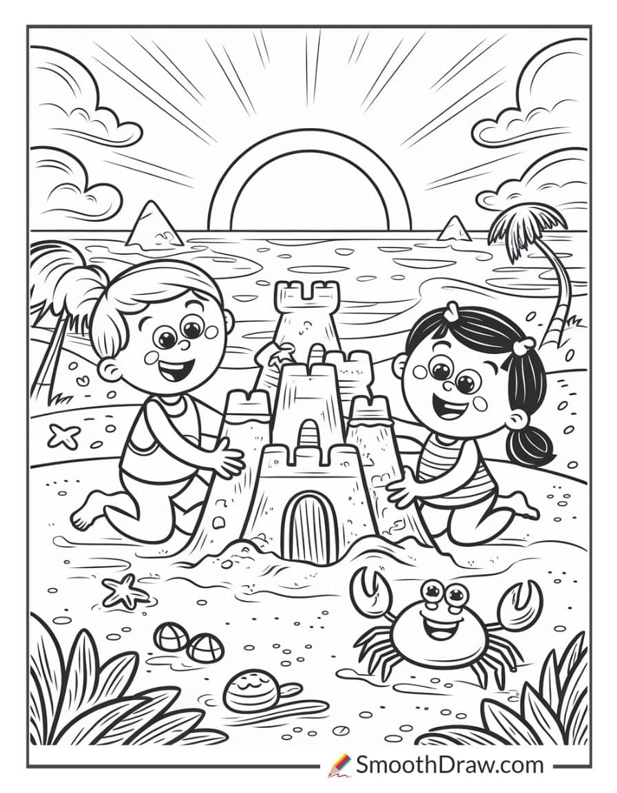 Simple beach sunset with kids