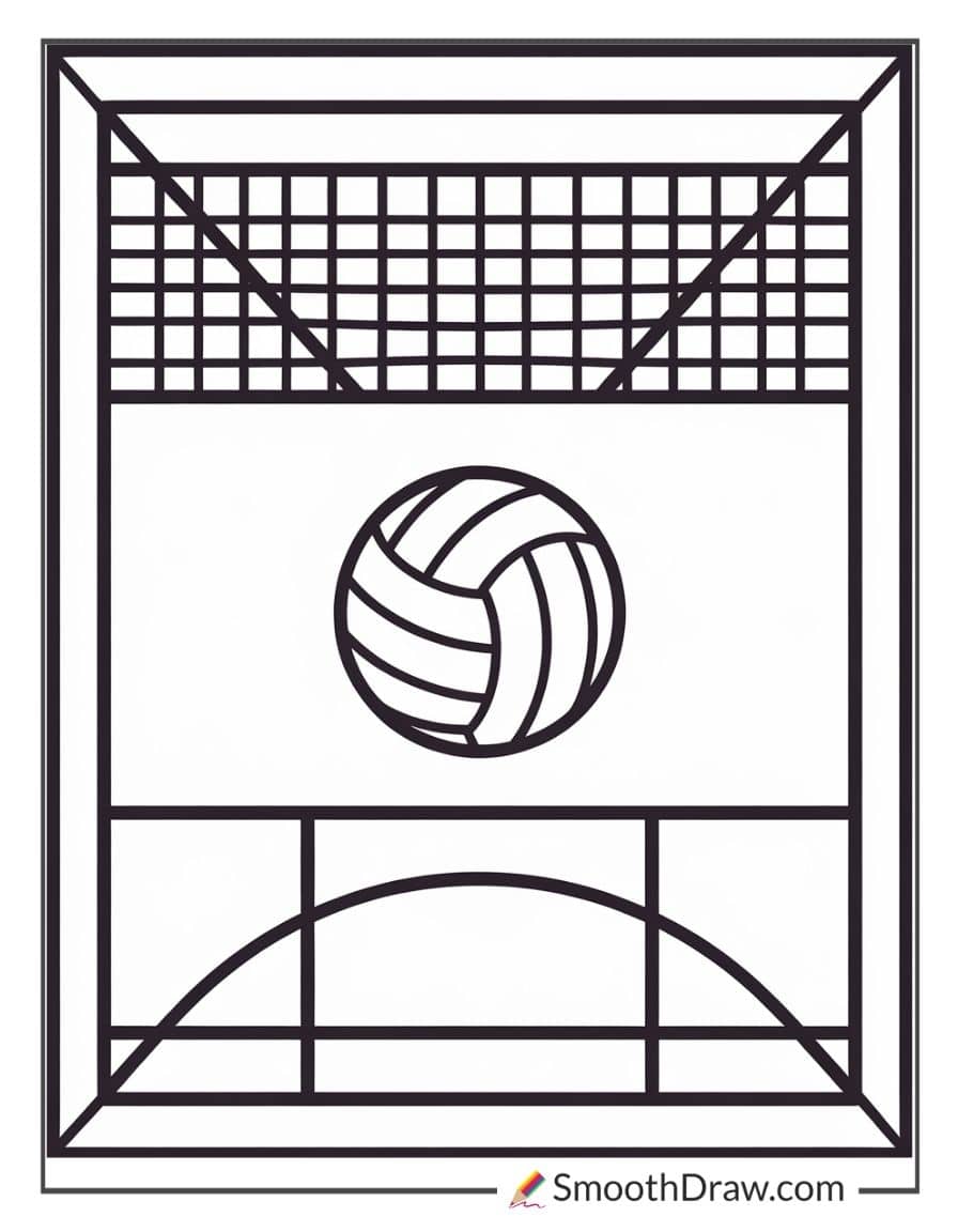 Simple volleyball court coloring sheet