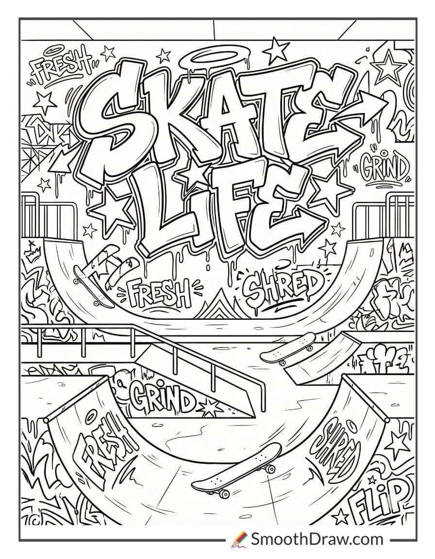Skate park graffiti wall design