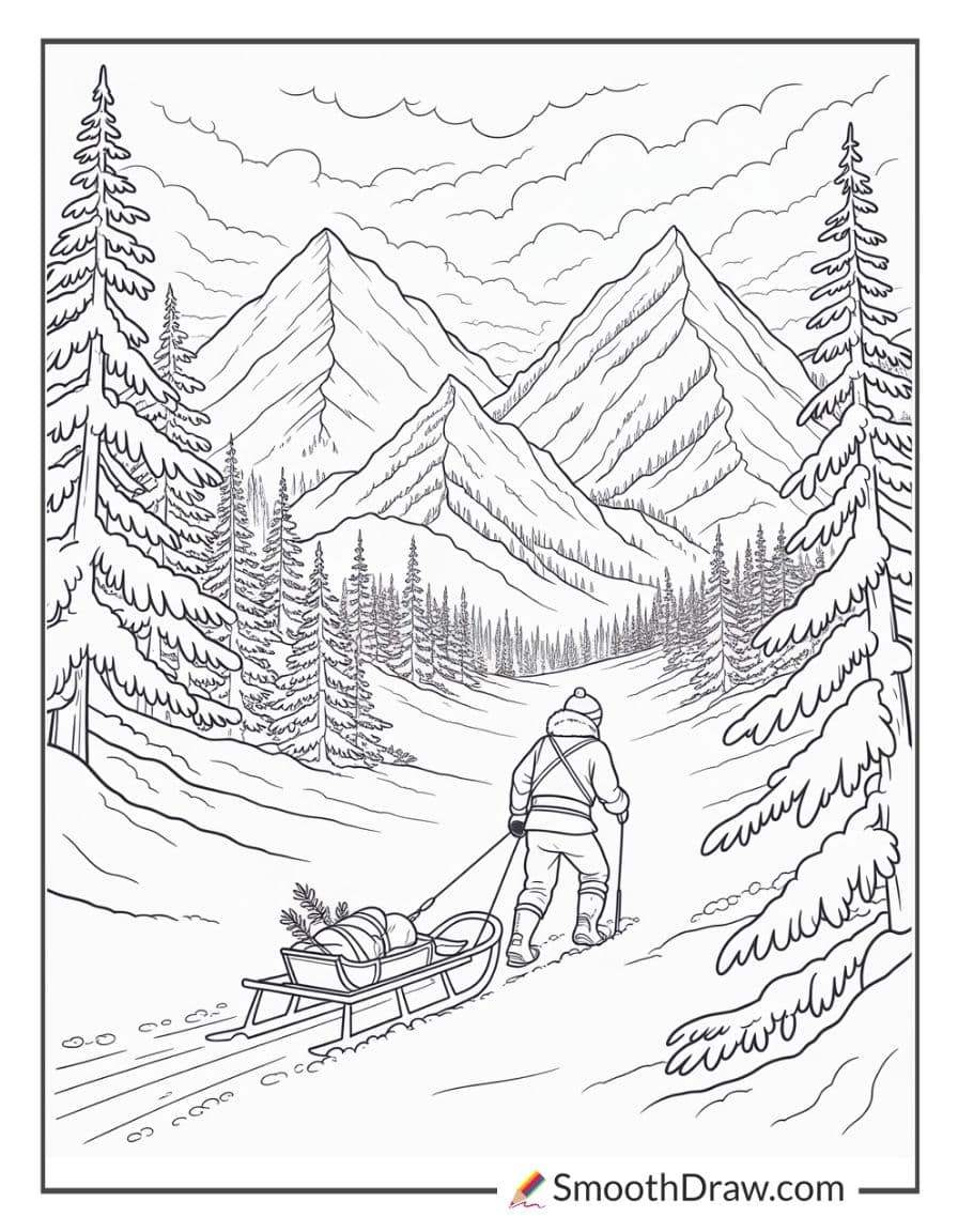 Snowy Mountain Hunt With Sled