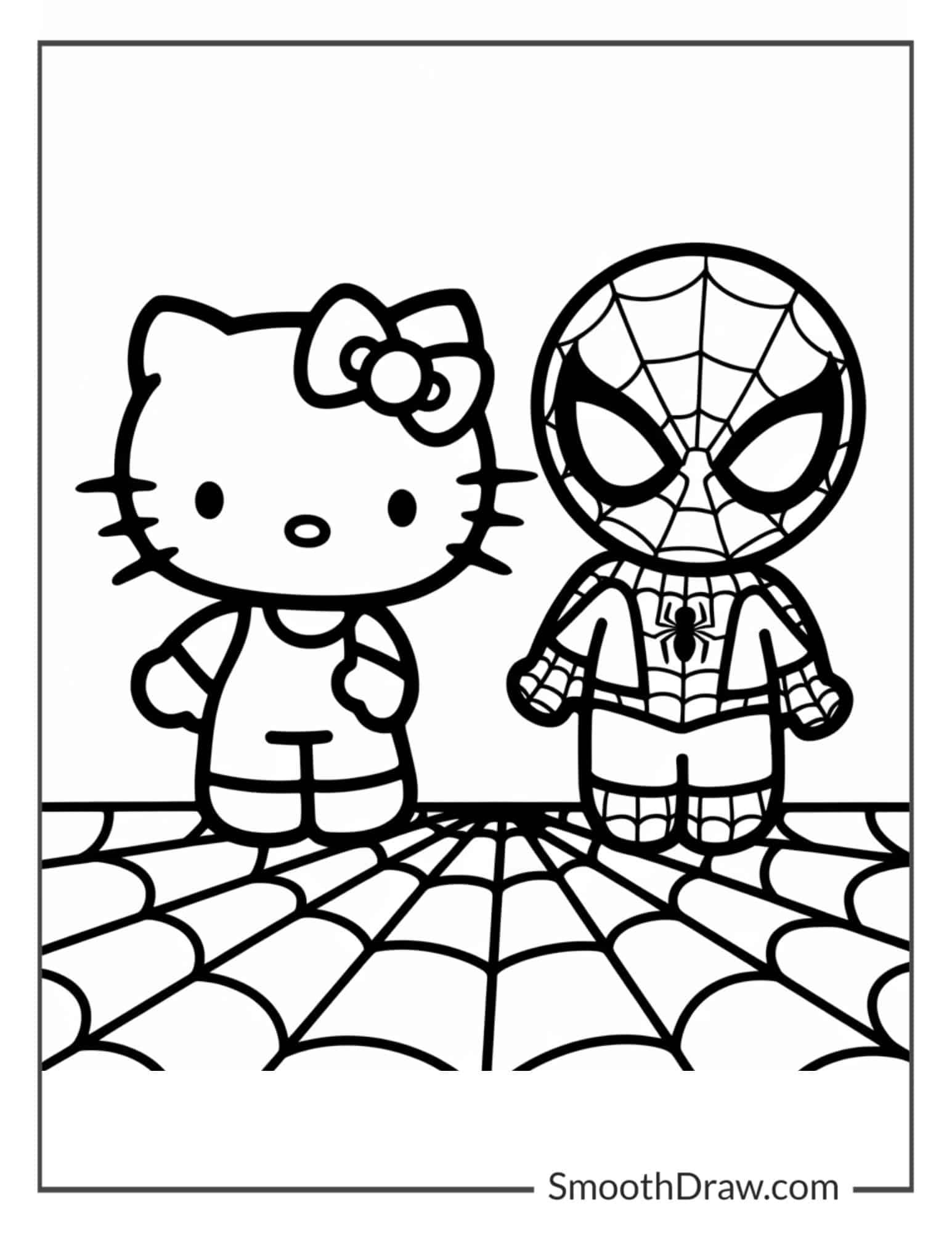Spiderman and Hello Kitty coloring