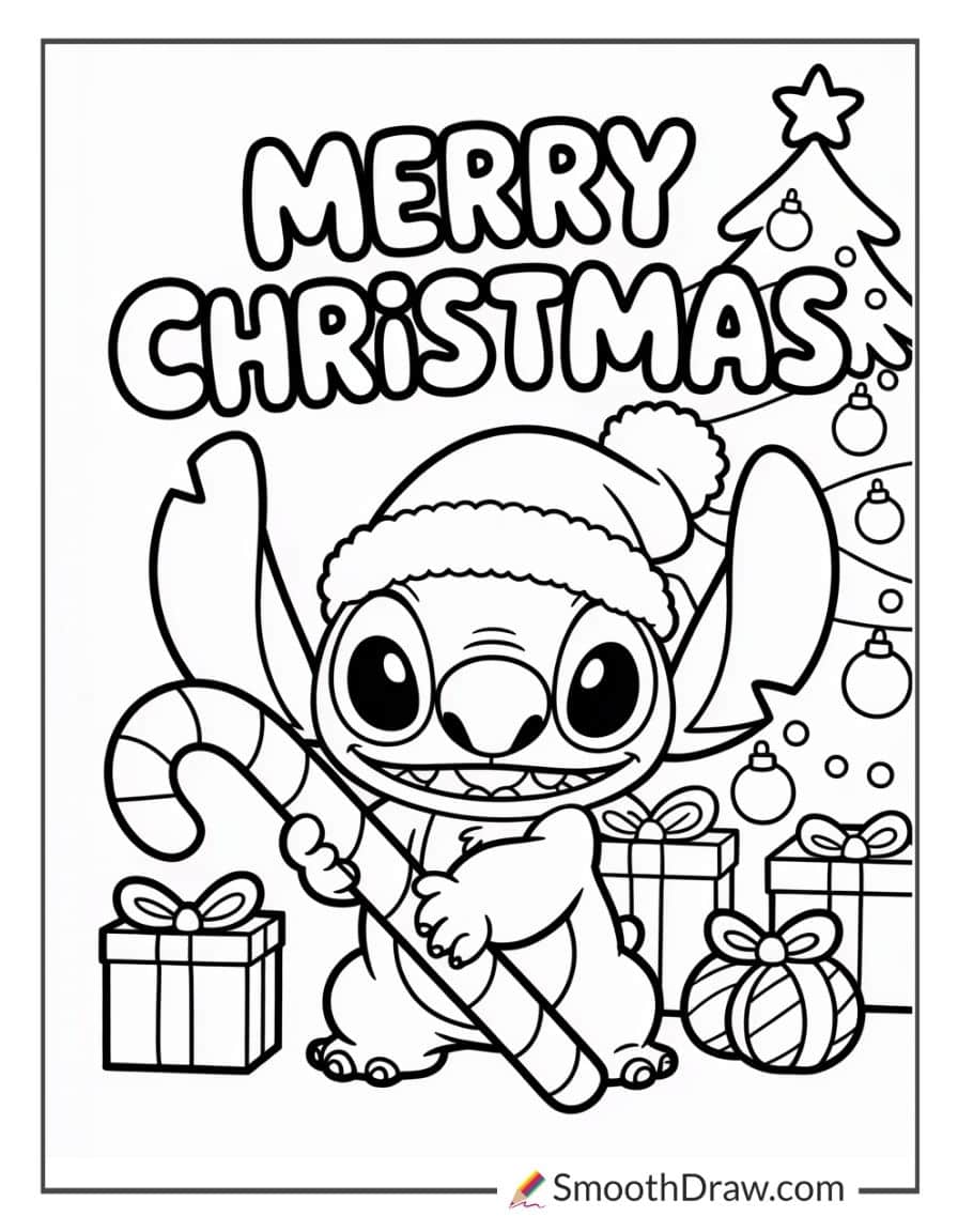 Stitch Christmas coloring page