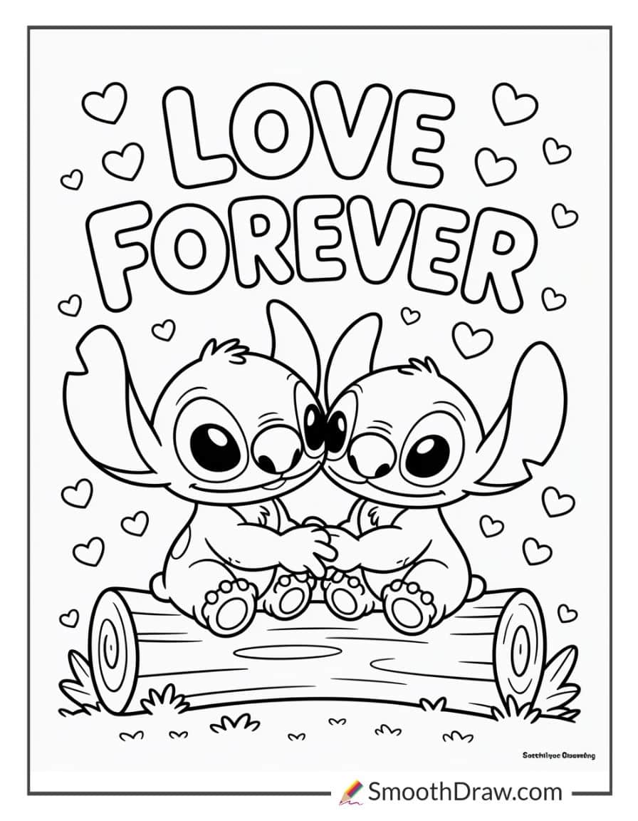 Stitch and Angel coloring page