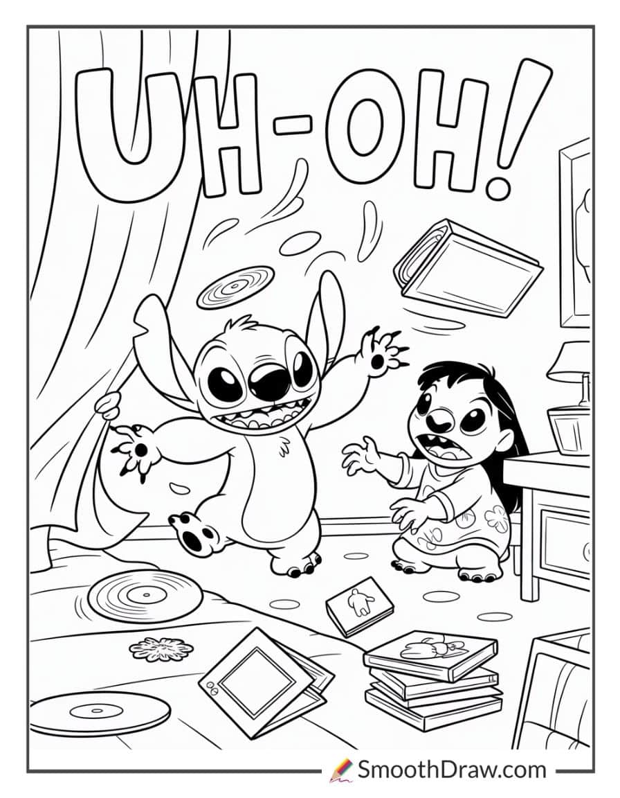 Stitch destroying Liloβs bedroom