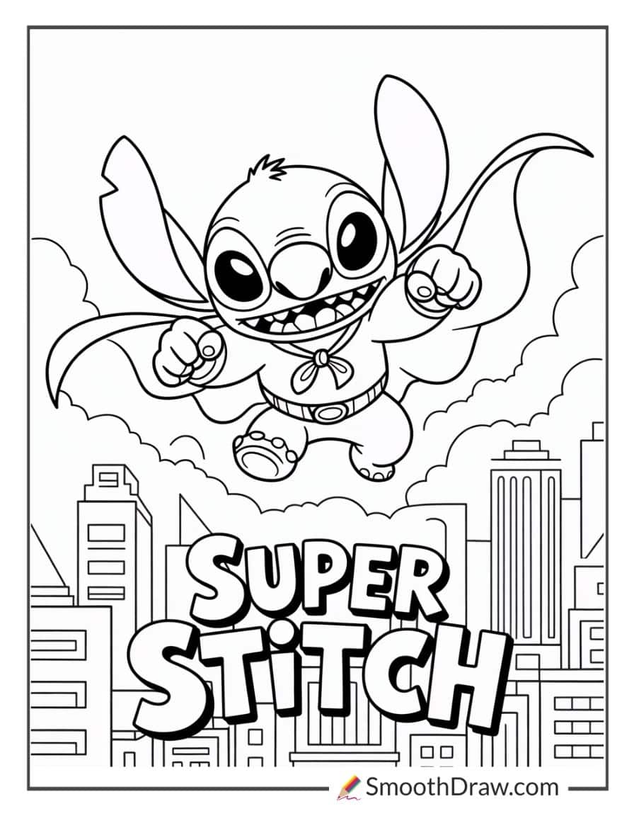 Stitch dressed as superhero