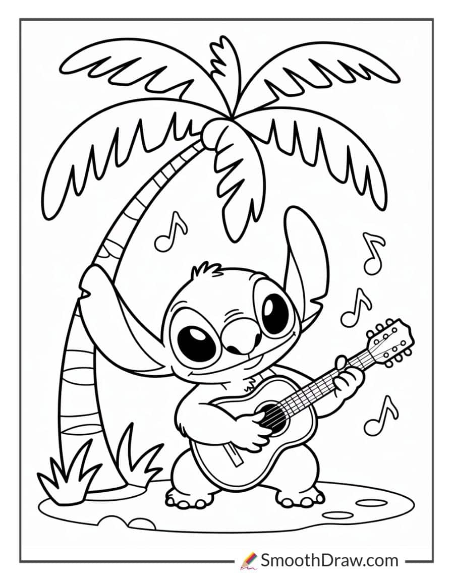 Stitch playing guitar