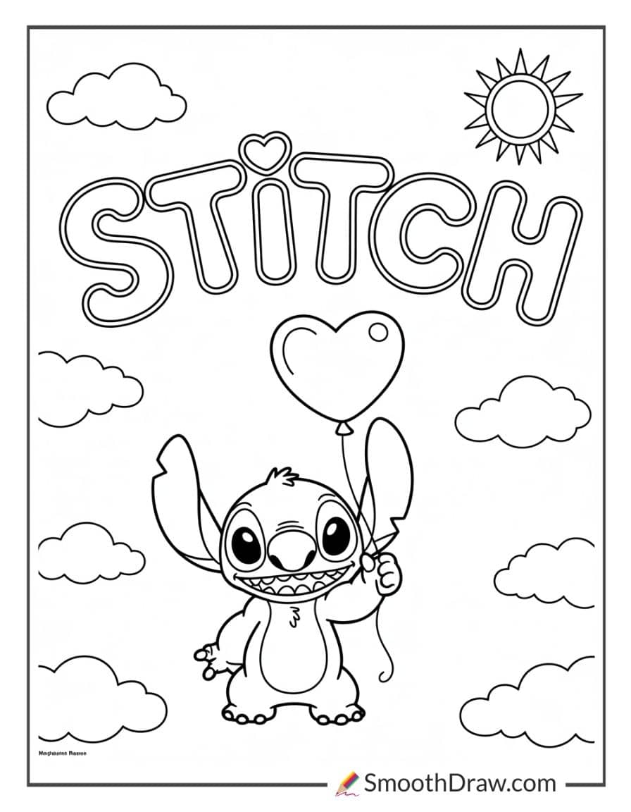 Stitch with Valentines hearts