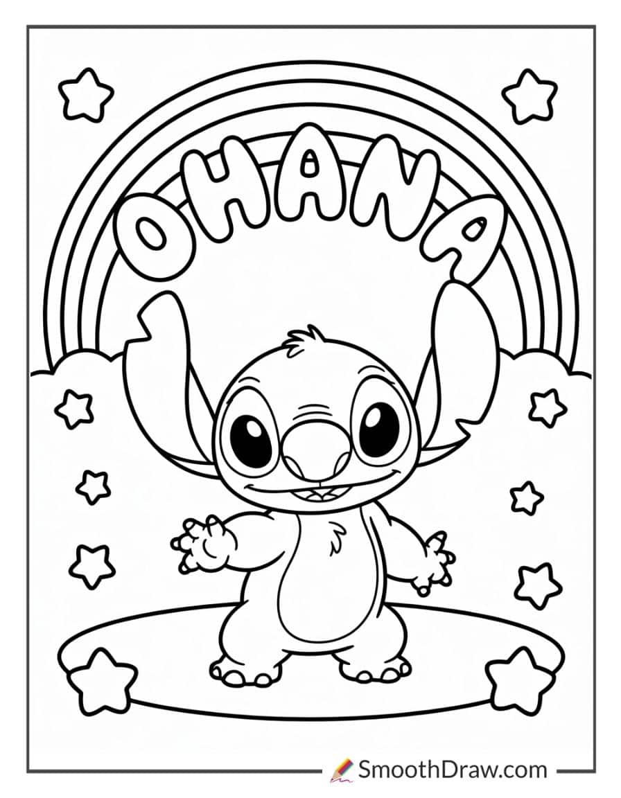 Stitch with rainbow