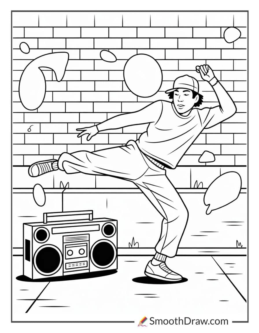 Street Dancer With Boombox Nearby