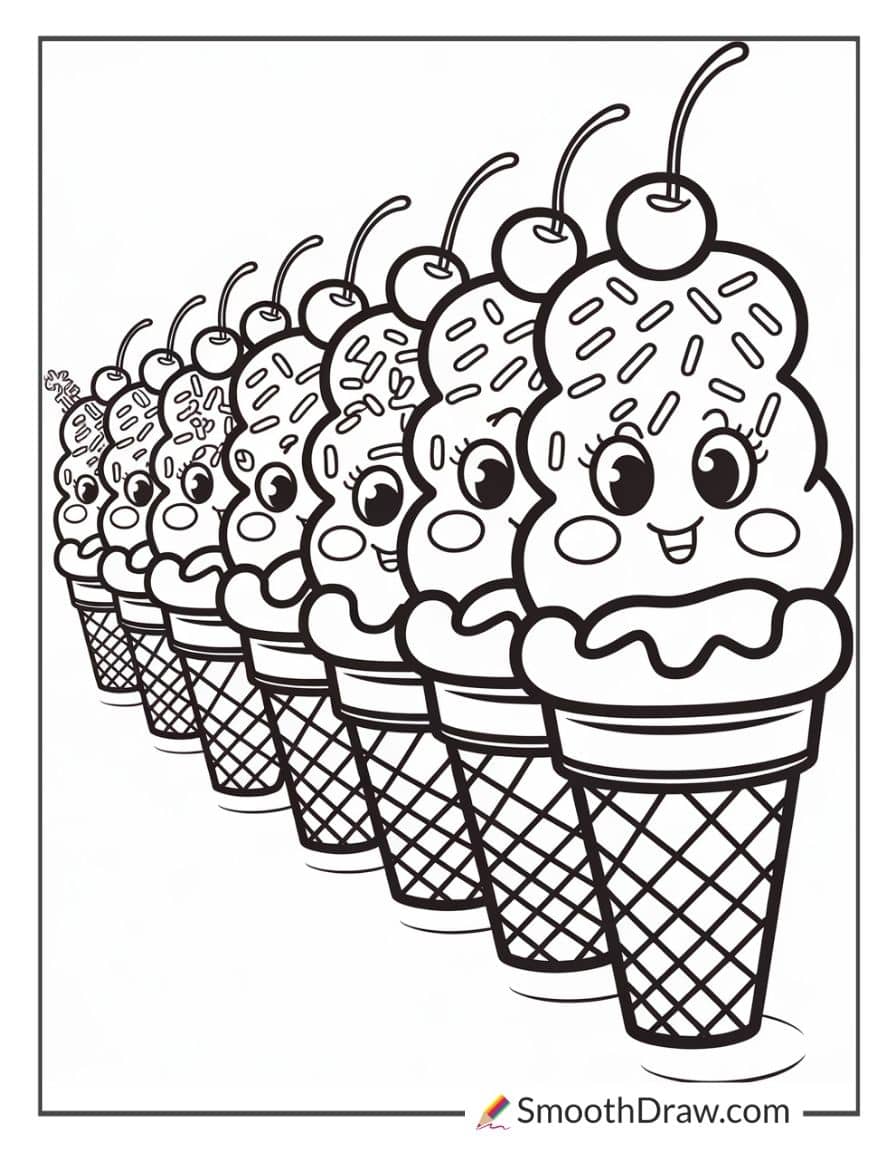 Summer ice cream coloring page