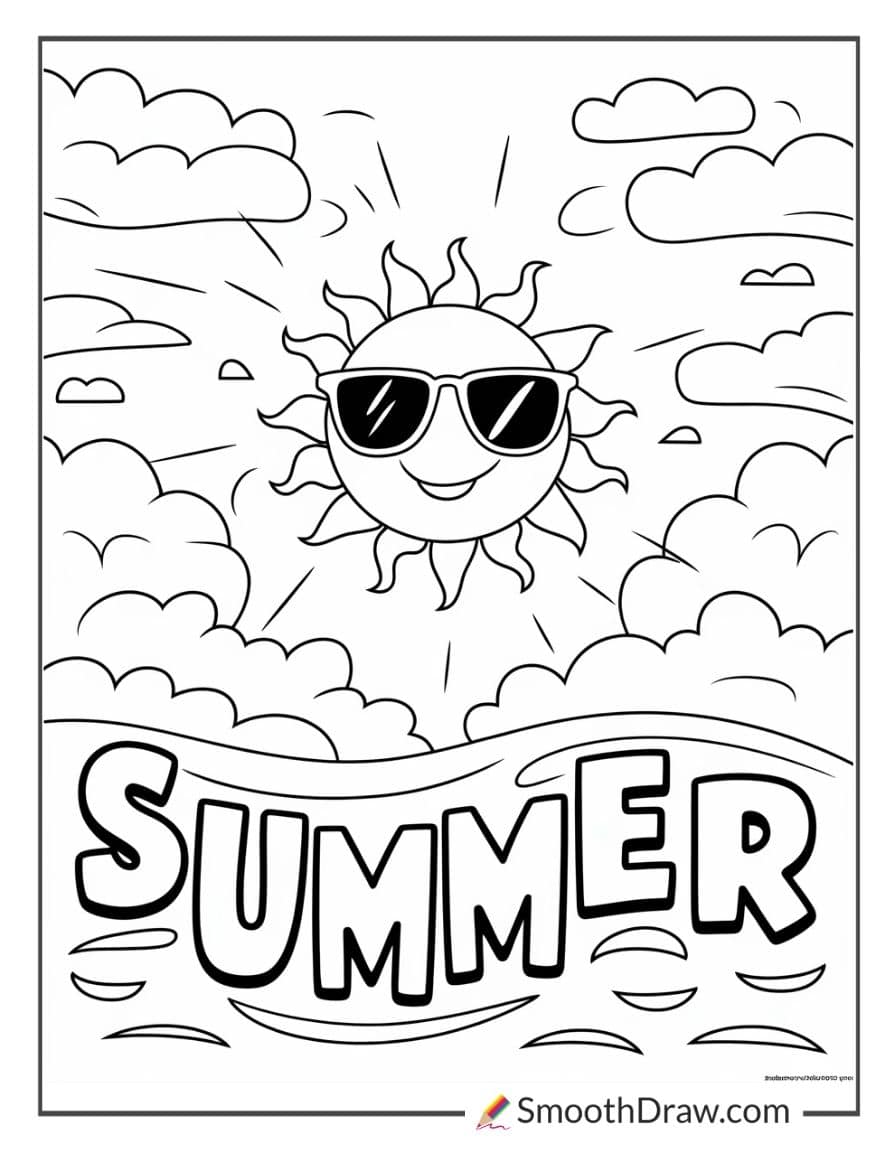 Summer sun coloring page