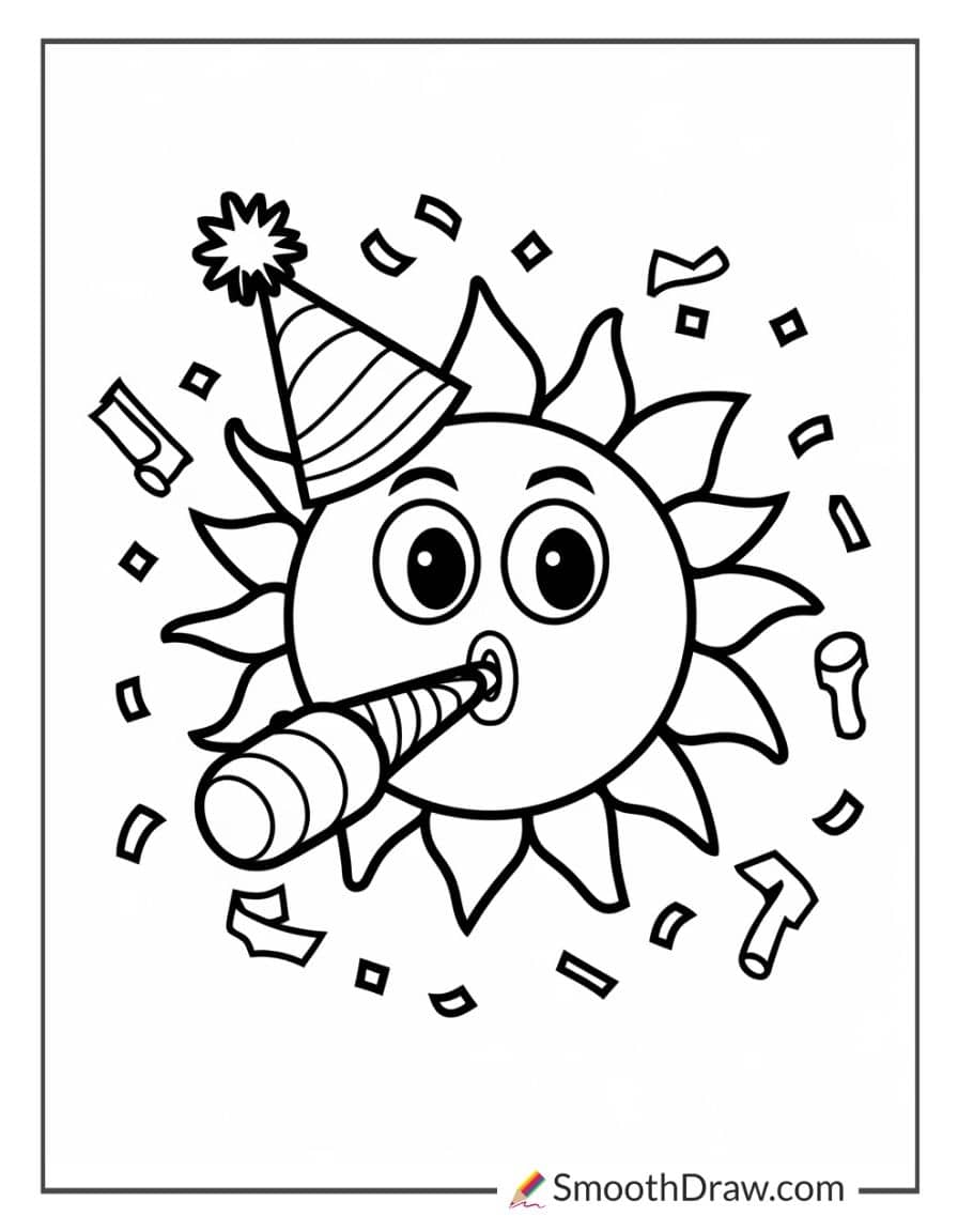 Sun Wearing a Party Hat