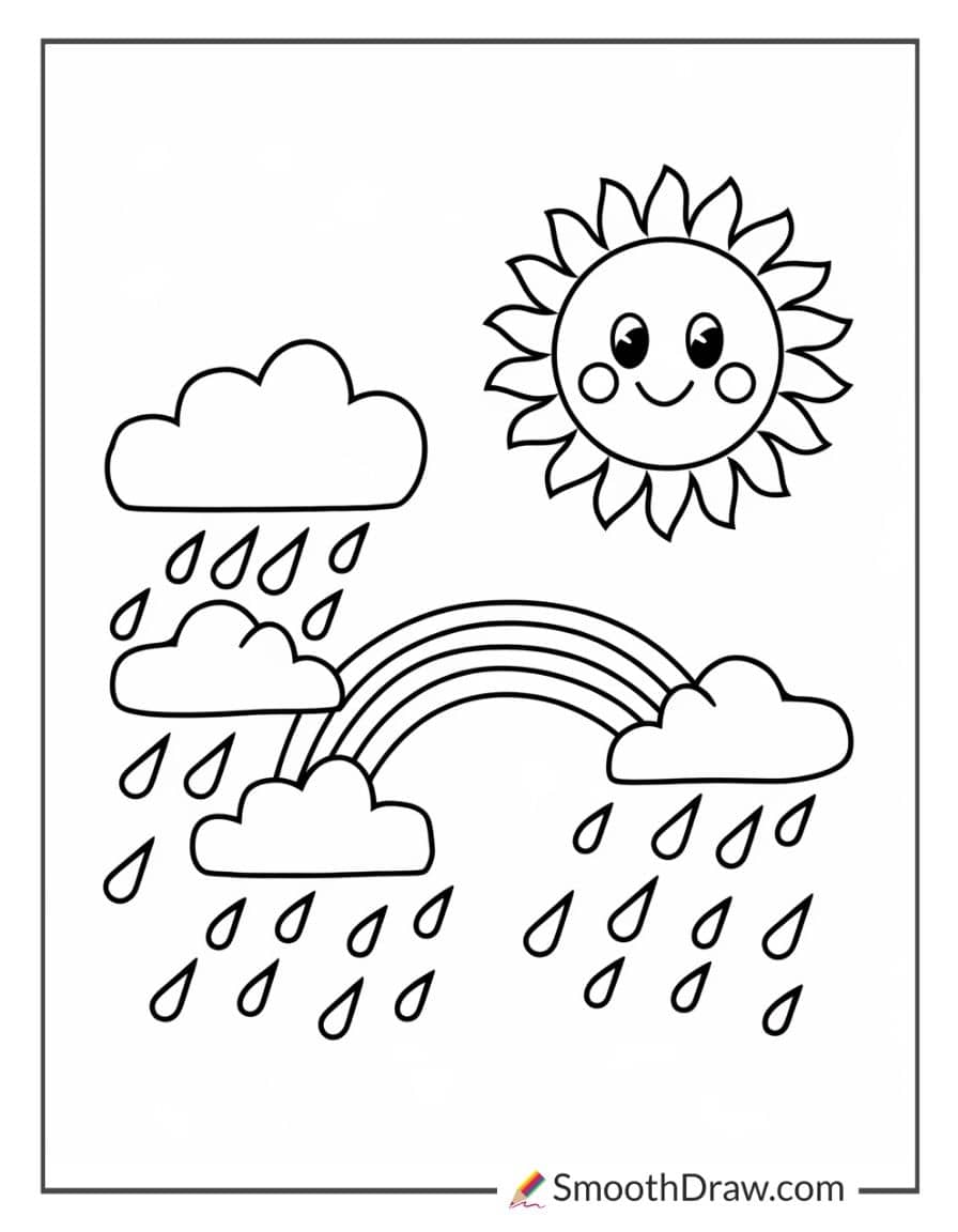 Sun and Rain Coloring Page